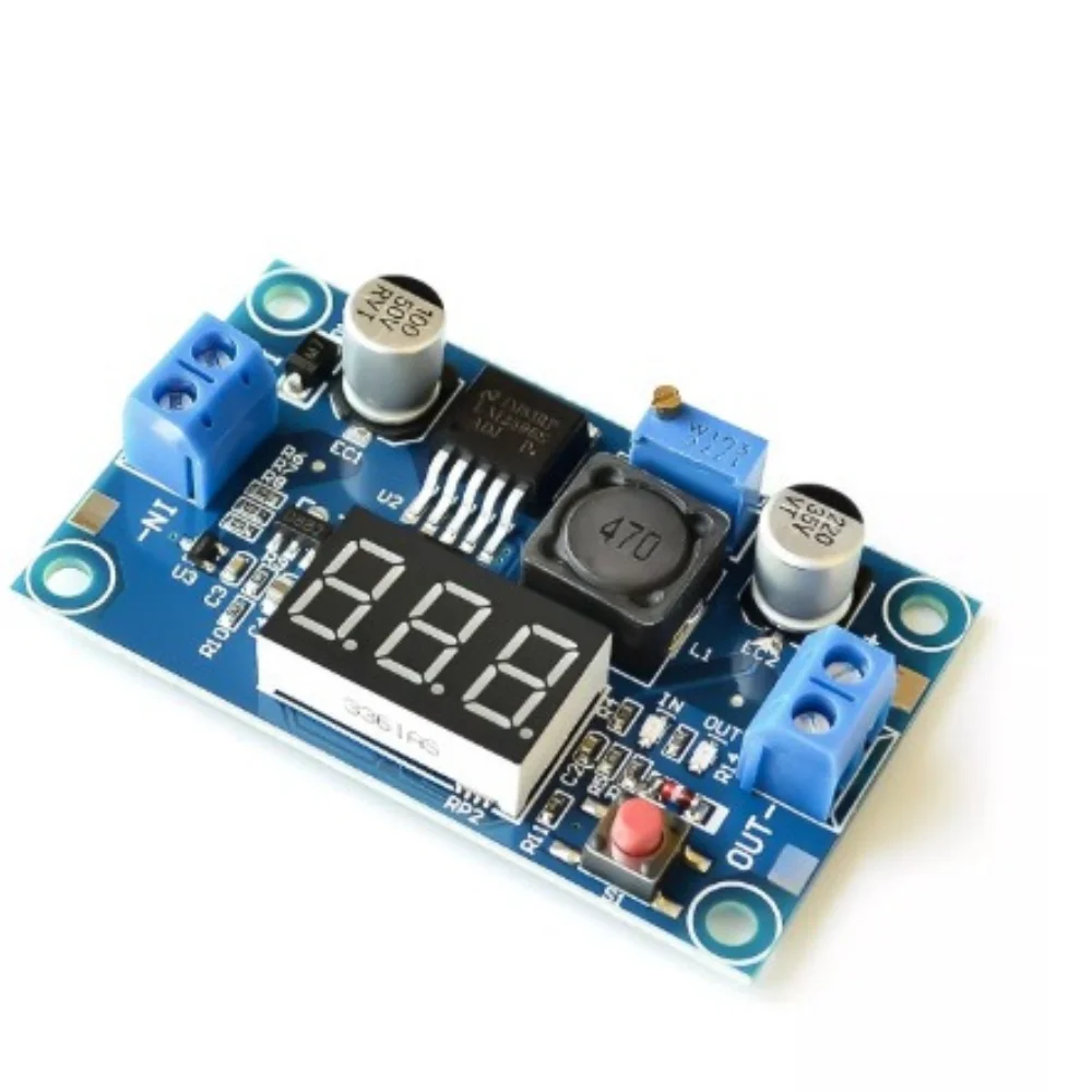 LM2596 DC-DC Buck Converter Module 4-40V to 1.25-37V Adjustable Step-Down Power Supply with LED Voltmeter Display for Arduino