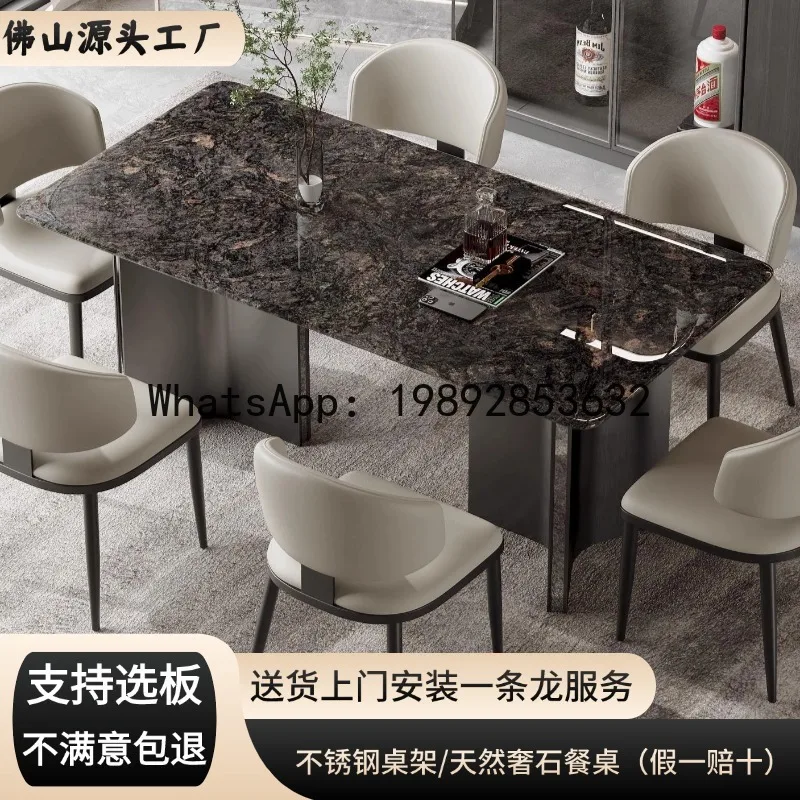 Mesa de comedor de piedra de lujo Natural, diamante platino de alta gama, moderna, ligera, XL, mesa de comedor italiana Rectangular para el hogar