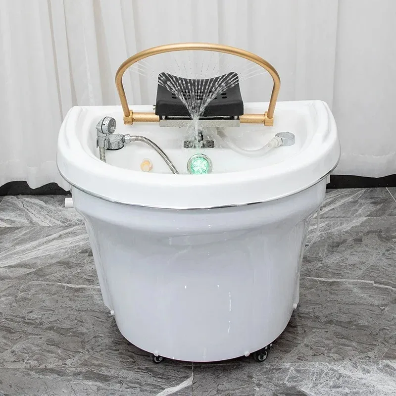 Beauty Salon Movable Head Shampoo Basin with Water Storage Hair Care Treatment System with Water Circulation And Fumigation
