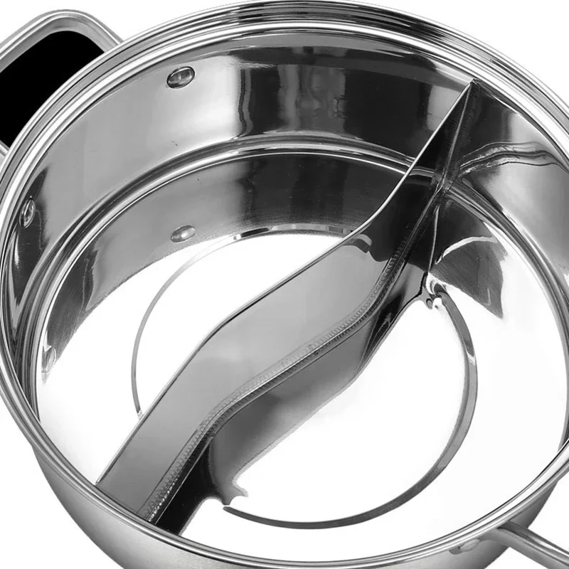 Hot Pot with Lid 304 Stainless Steel Thicken Cooking Pots for Kitchen Induction Cooker with Glass Cover Chinese Fondue Cookware
