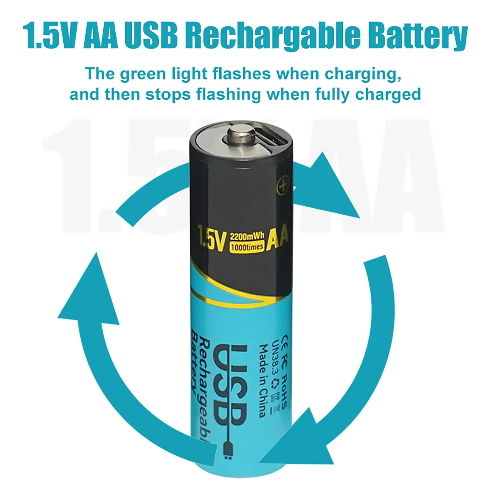 Skywolfeye 24pcs AA USB Batteries Rechargeable 1.5V Lithium Batteries for Outdoor Lamp Children's toys Electric toothbrush