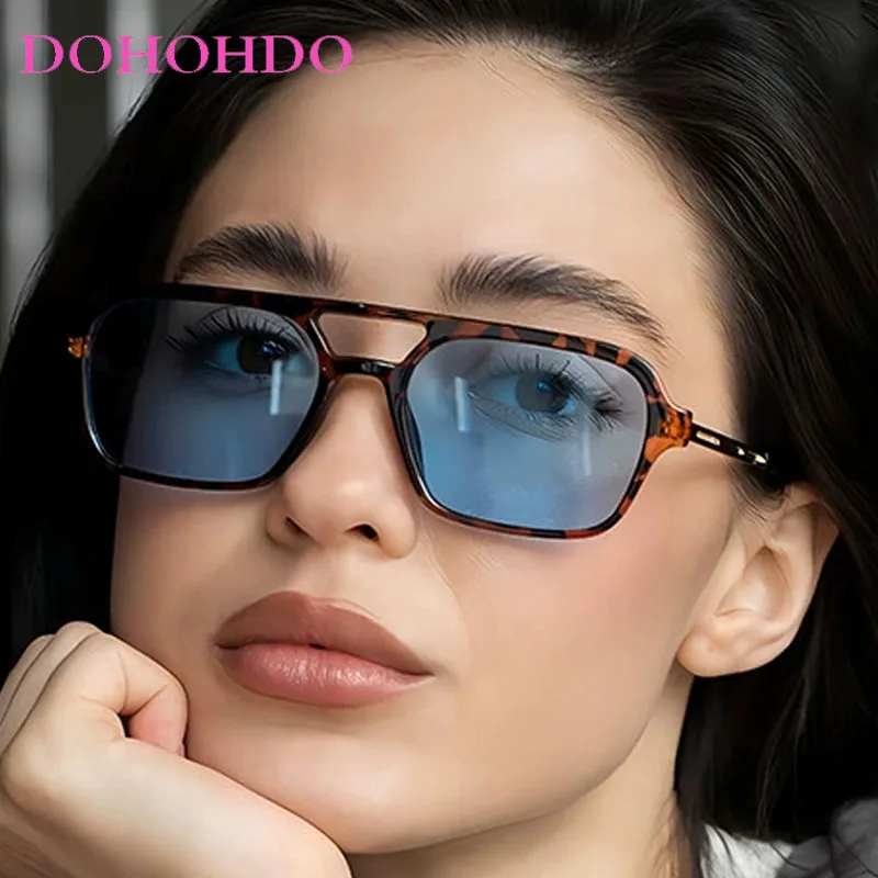 

Fashion Double Bridge Square Metal Leg Pilot Women's Sunglasses Brand Design Trendy Men Sun Glasses Outdoor Drive Eyewear UV400