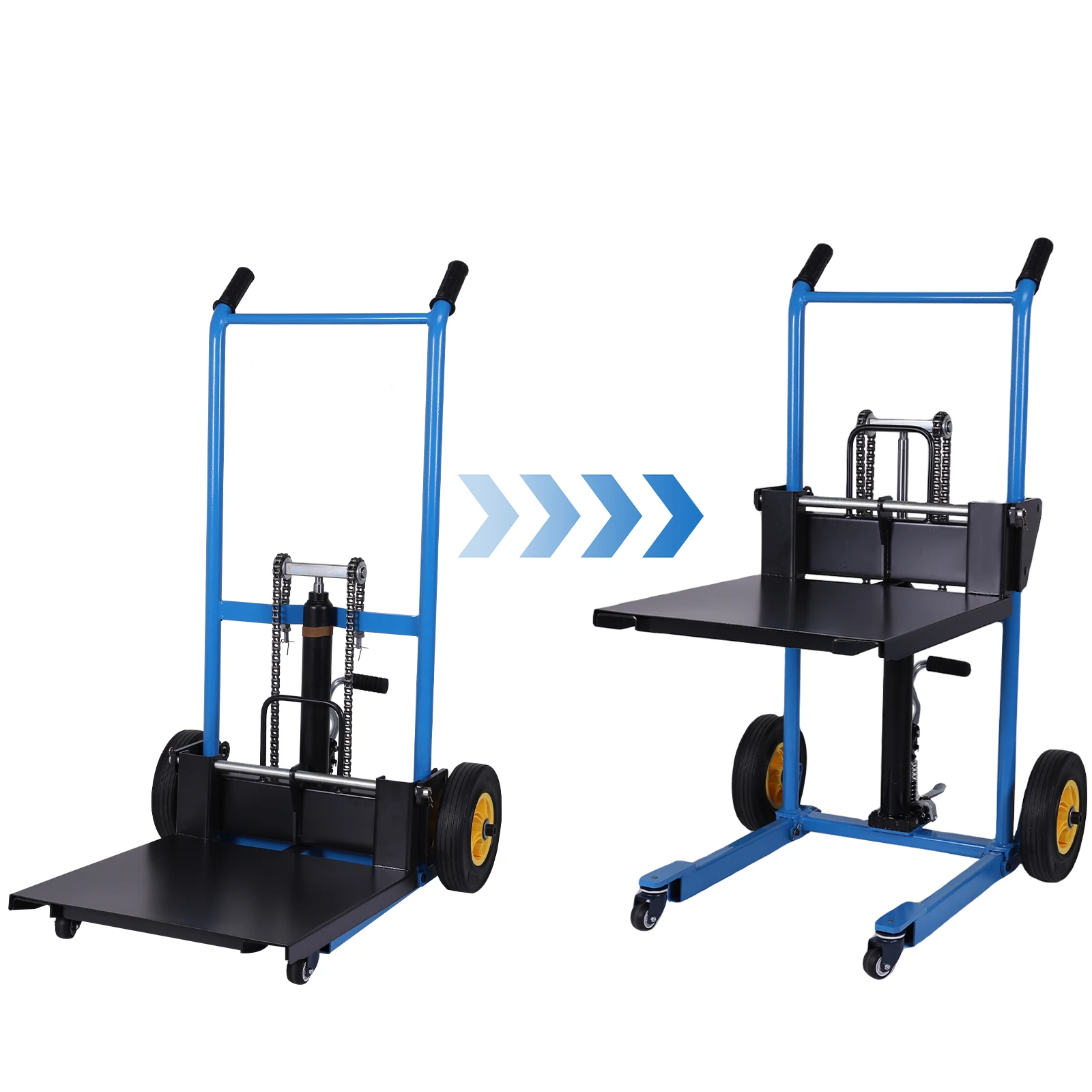 

450 Lbs Manual Mini Forklift Adjustable Forks Manual Forklift Material Stacker for Construction Warehousing and DIY Projects