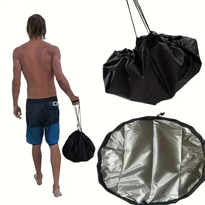 حقيبة تخزين برباط أسود لملابس السباحة على الشاطئ وبدلات الغوص ومعدات ركوب الأمواج - قماش أكسفورد مقاوم للرمال مع أشرطة آمنة #1