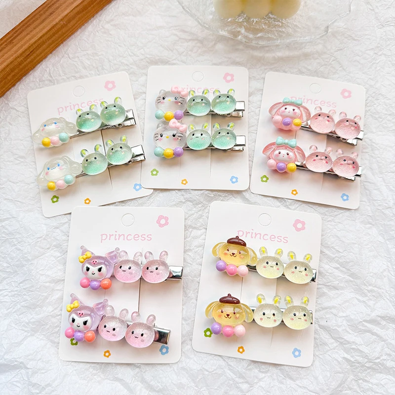 Sanrio Anime Hello Kitty Coulomi Hairpin, Valor Luminoso, Coração da Menina Bonito Dos Desenhos Animados, Franja na Moda e Versátil