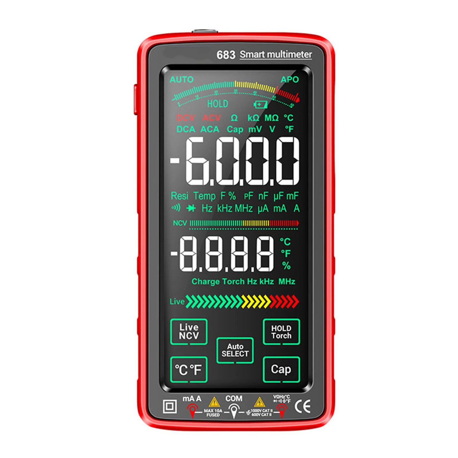 NCV Tester Digital Multimeter 76*25*152mm 2.99*0.98*5.98inch Digital Multimeter With Touch Screen Automatic Shutdown Feature