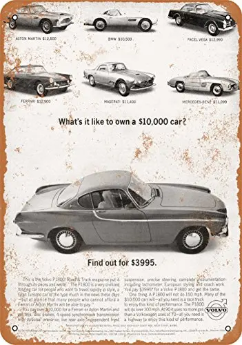 Металлический знак 1963 Volvo P1800-винтажный Настенный декор для кафе, пива, бара, декоративные поделки