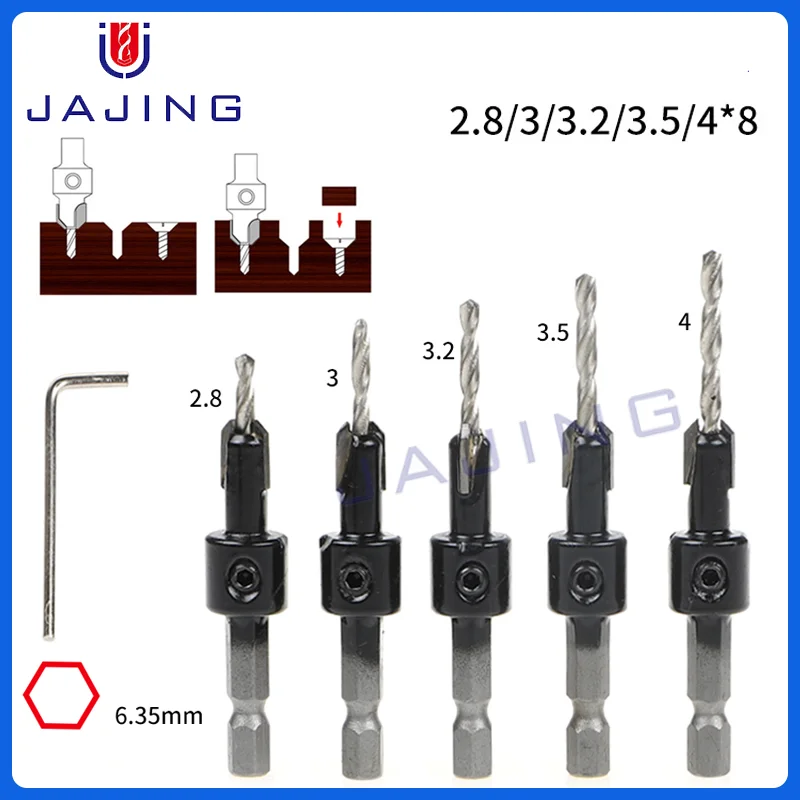 2.8/3/3.2/3.5/4mm 1/4 Shank  Countersink Woodworking Router Bit Milling Cutter Screw Extractor Remon Demolition Core Drill Bit