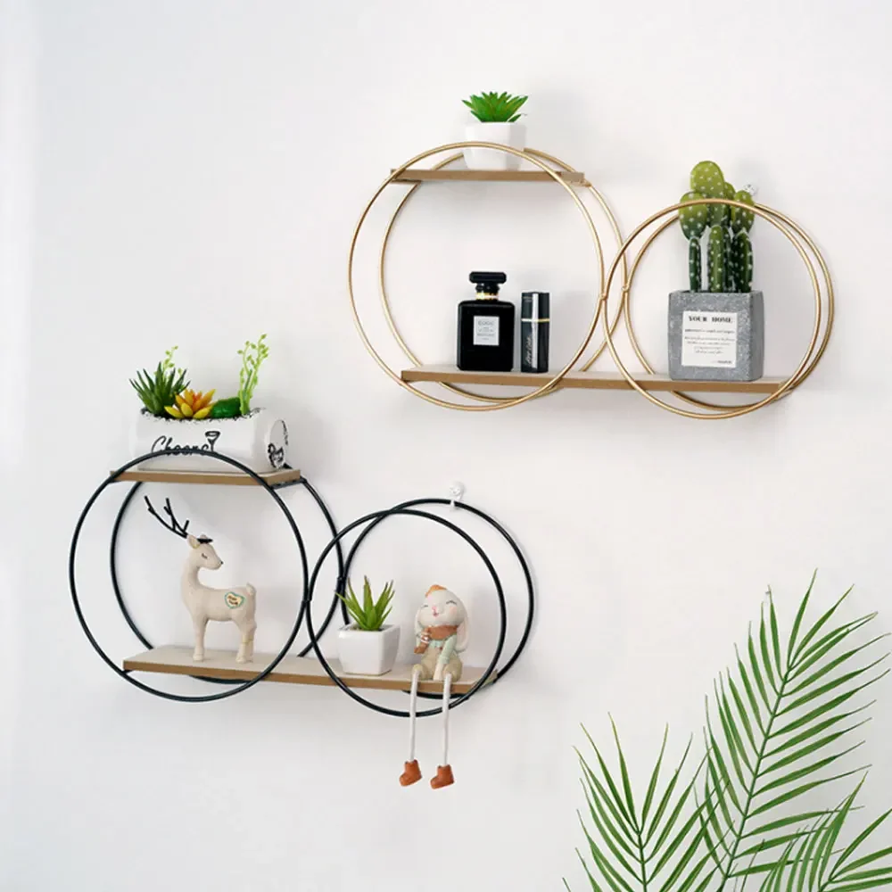 

Room Rack Decoration Wall Circular Hanging Home Decor Shelves Candle Holder Aesthetic And Supports Wooden Teen Living Floating