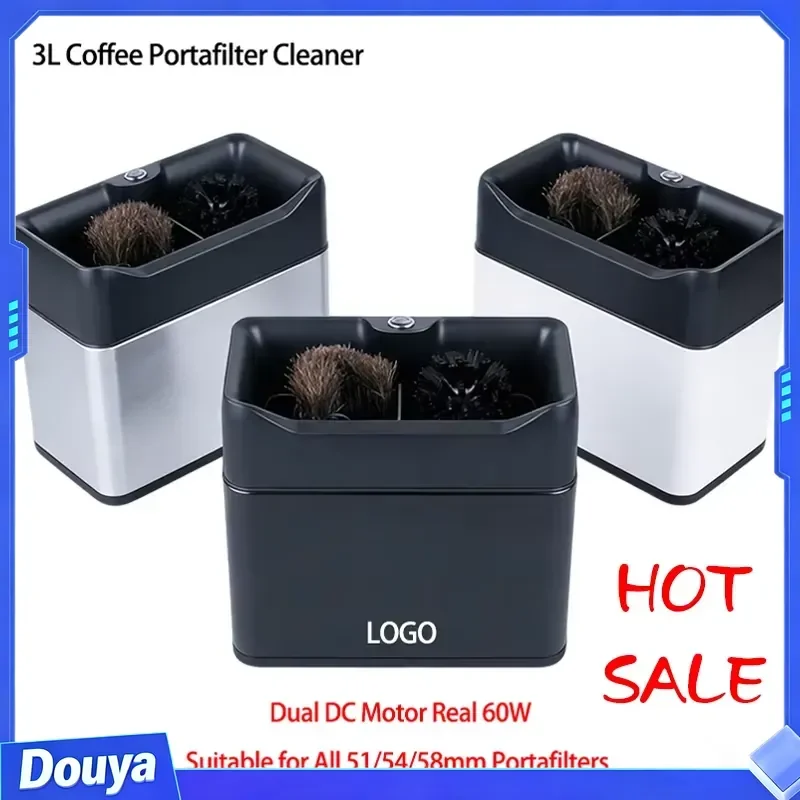 60W Electric Espresso Portafilter Cleaner Coffee Grounds Knock Box Dual DC Motor Automatic Coffee Machines Handle Cleaner
