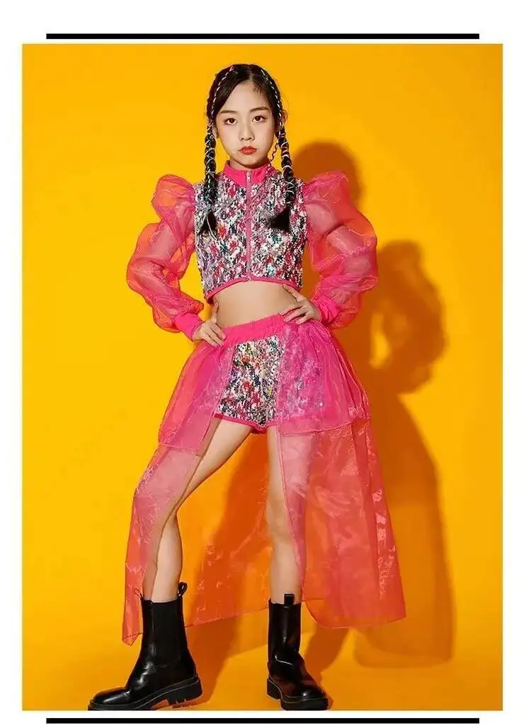 

Jazz Costume Sequins Dance Girls' Performance Costume Fashion Model catwalk Fashion Costume Online Red Photography Street Fashio