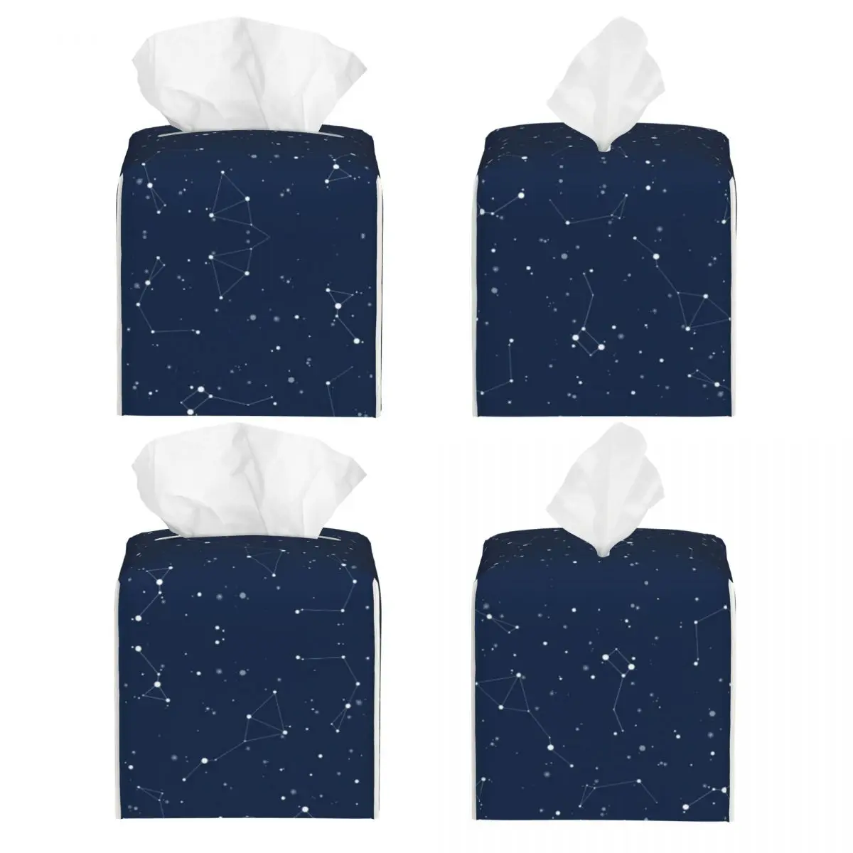 Custom Navy Night Sky Tissue Box Cover PU Leather Square Space Galaxy Facial Tissues Holder for Car