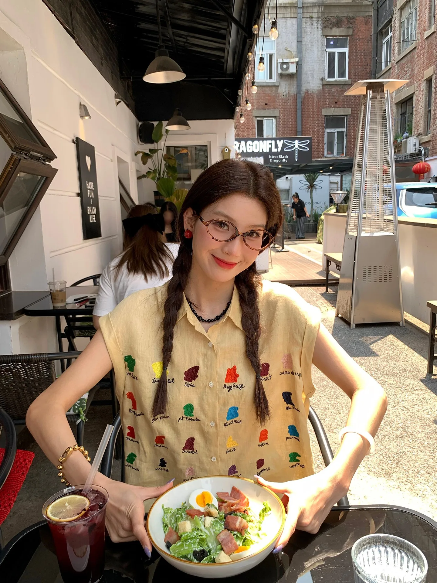 

Tefamani Linen Svel Embroidered irt Loose Korean Sle Design Summer 2025 Women's Faion Casual Straight Cut Blouse