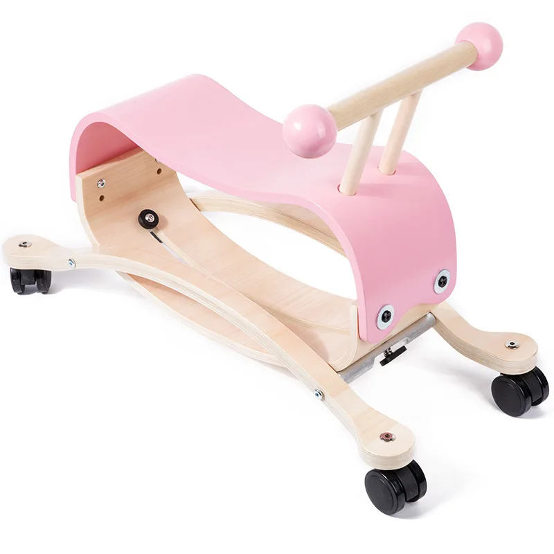 Multi-functiona Wooden Rocking Chair & Rocking Horse with Soft Seat Cartoon Shape for Toddler Indoor/Outdoor Play