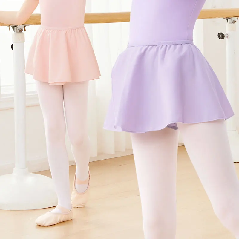 여아용 시폰 댄스 스커트, 발레 연습 탄성 스커트, 발레 투투 발레리나 짧은 미니 스커트