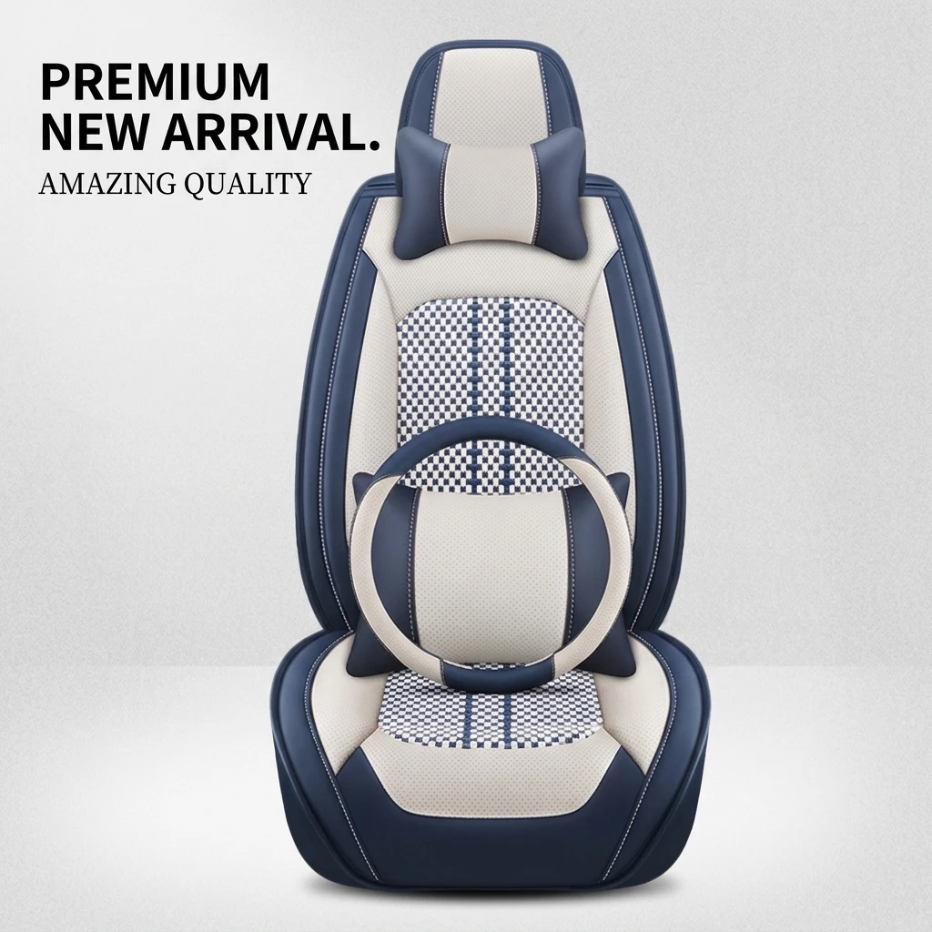 Car Seat Covers Full Set Nappa Leather 5PCS All Season Universal Full Coverage Protectors for Sedans SUVs Simple Style