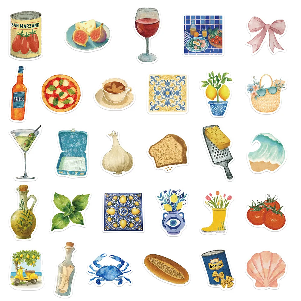

50PCS Mediterranean INS Style Stickers Graffiti Decoration Guitar Notebook Luggage Skateboard DIY Waterproof Toys Gifts Decals
