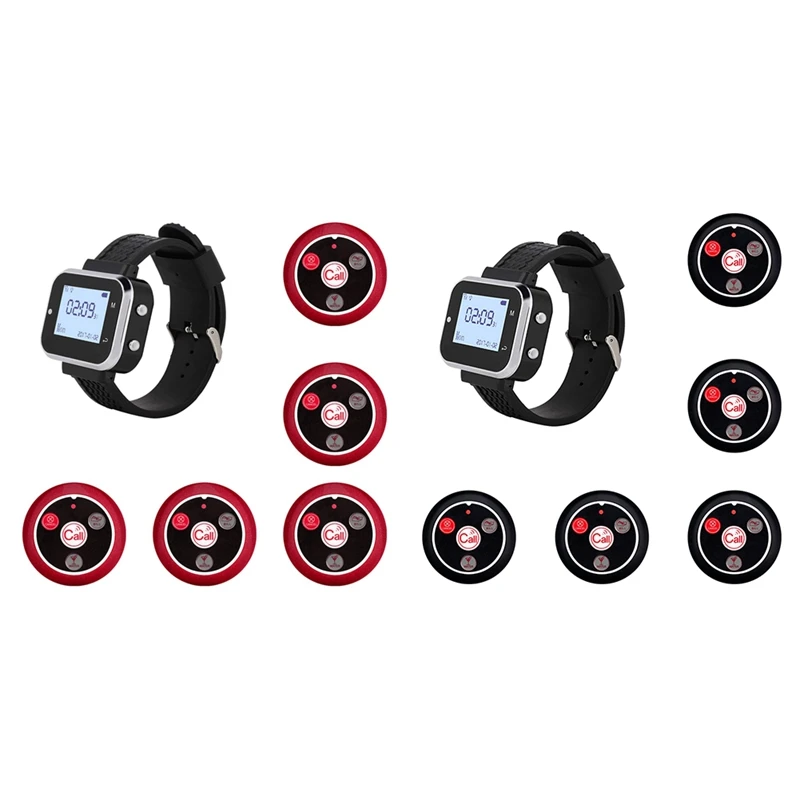 5 Call Button 1 Wrist Watch Pager Restaurant Wireless Calling System Transmitter Paging Cafe Waiter Service Buzzer-Y96A