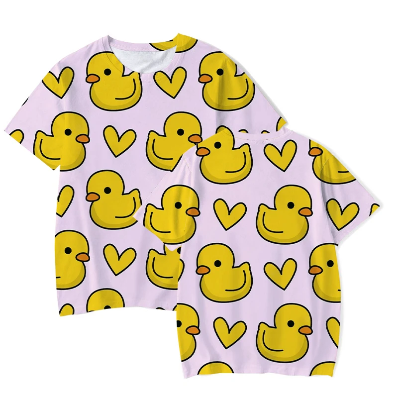 Cartoon Yellow Duck T-Shirt For Men Summer Short Sleeve Clothing Casual Oversized Streetwear Male Fashion 3D Printed Tees&Tops