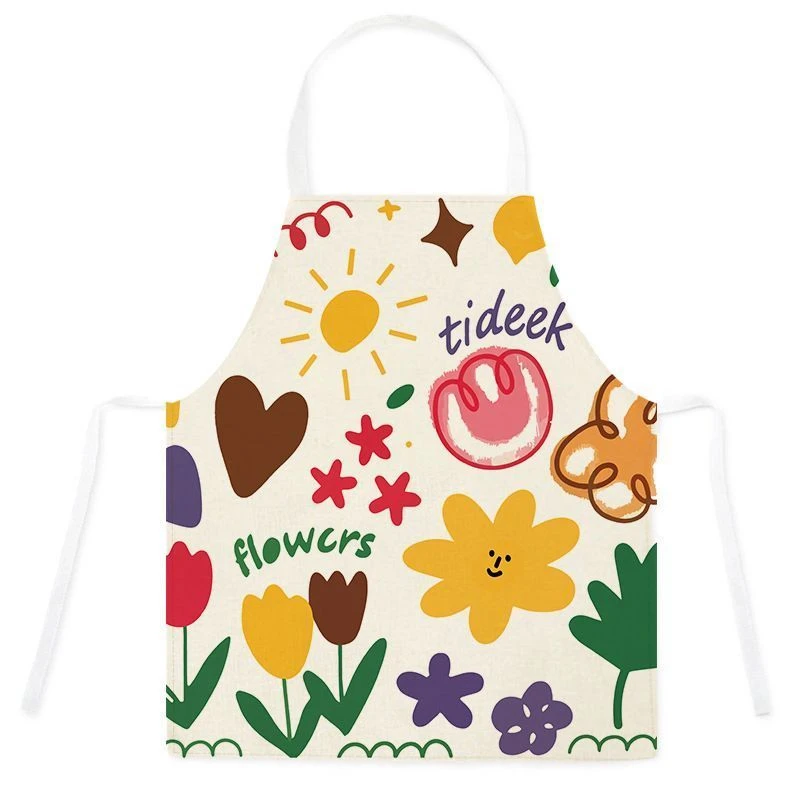 

Cartoon Graffiti Waist Van Gogh Oil Painter With Kitchen Restaurant Apron Personality Studio Coat Cooking Home
