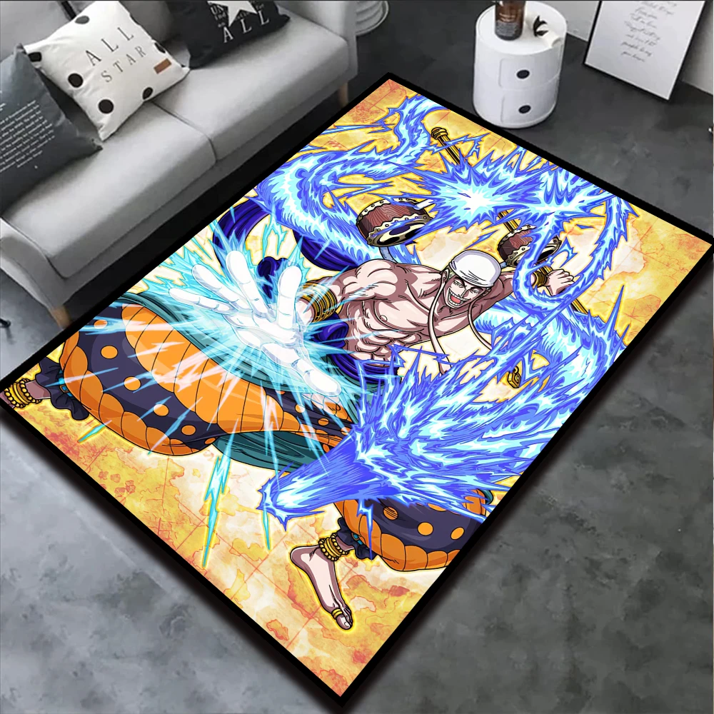 

One Piece Animes Rug Thunder God Enel Luffy Figure Popular Style Customize Cartoon Rug Handmade Carpet Area Rug for Home Decor
