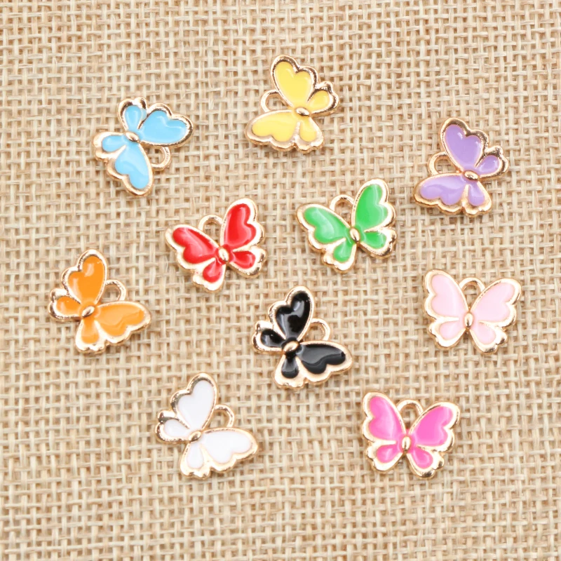 20pcs/lot 10x13mm Butterfly Charms Pendant Enamel Small Alloy Metal Charms DIY Jewelry Making Accessories for Necklace Bracelet