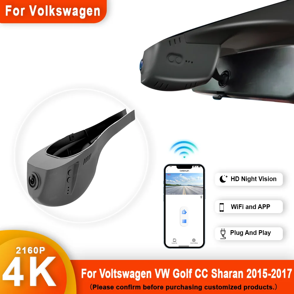 

Plug and Play 4K HD WIFi Car DVR Video Recorder Dash Cam For Voltswagen VW Golf CC Sharan 2015-2017 Drive DVR Camera