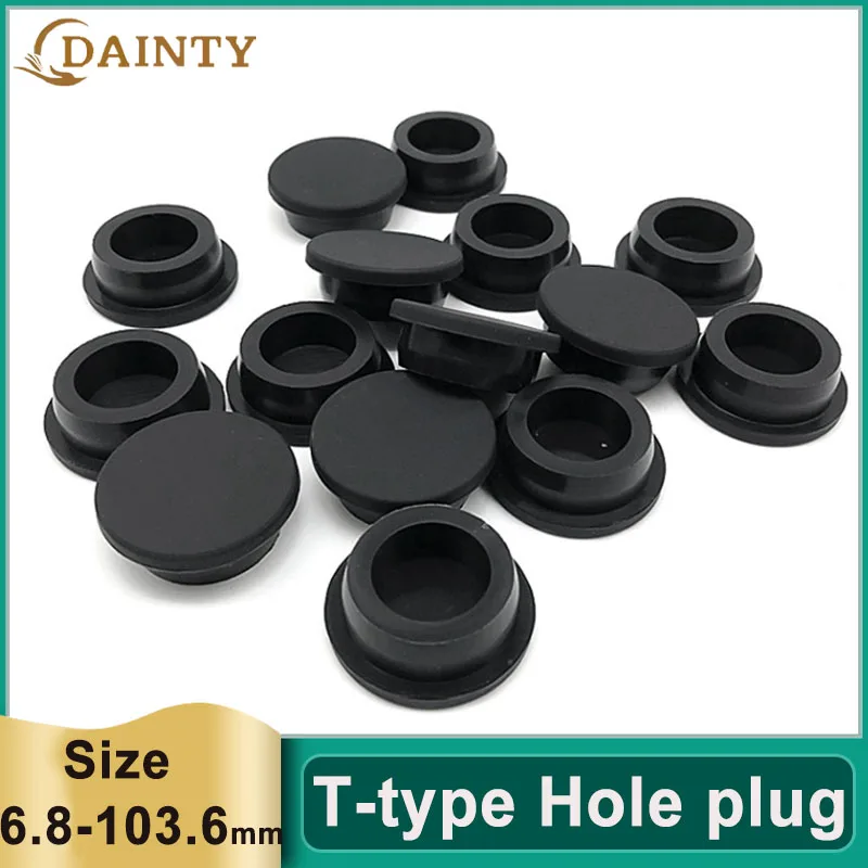 6.8~103.6mm Black Food Grade Silicone Rubbe Plugs With Hole Seal Caps Screws Cover Pipe Tube End Stopper