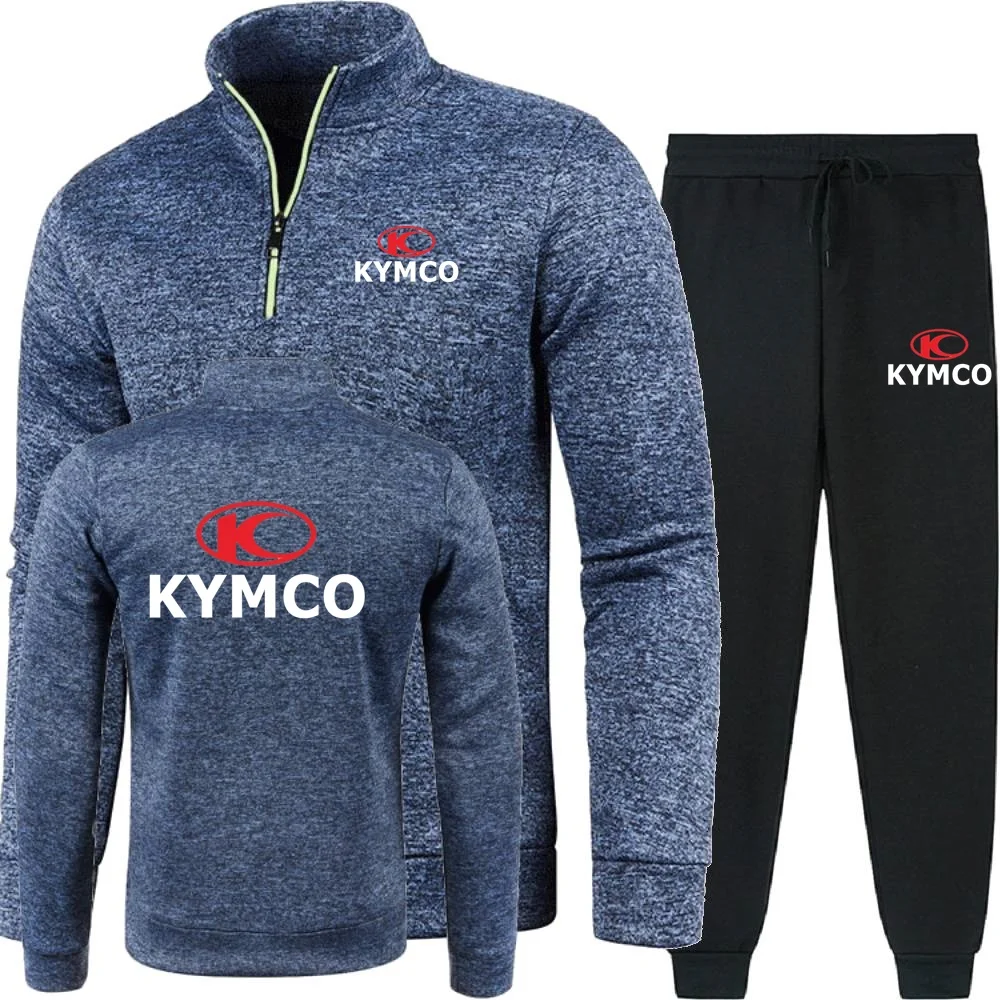 Picture 6: Mens Pullover Men 2Pcs Sets Hoodies Pants Sportswear Sweatshirts Half Zipper Soft Fleece Turtleneck Sweater KYMCO Jacket Coats