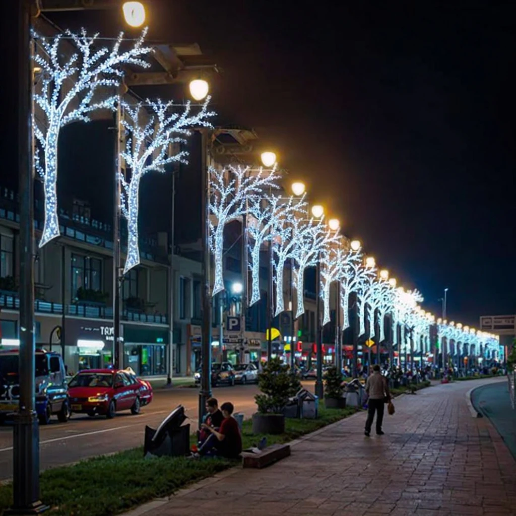 

Outdoor Waterproof Hanging Led 2D Star Motif Christmas Decorations Street Sidewalk Park Decoration Lamp Post with Neon Light