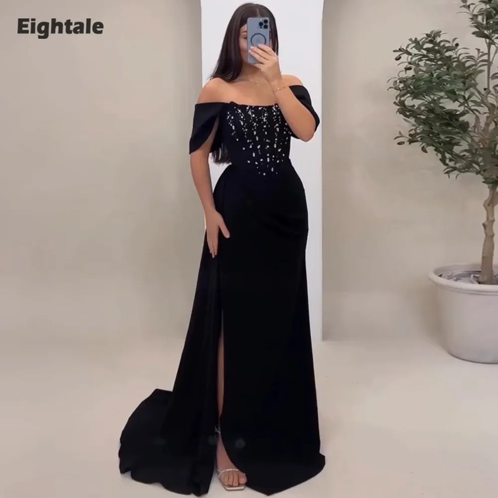 

Eightale Arabic Evening Dress Muslim Prom Gown Customized off Shoulder Beaded Wedding Party Dress Mermaid Robes De Soirée