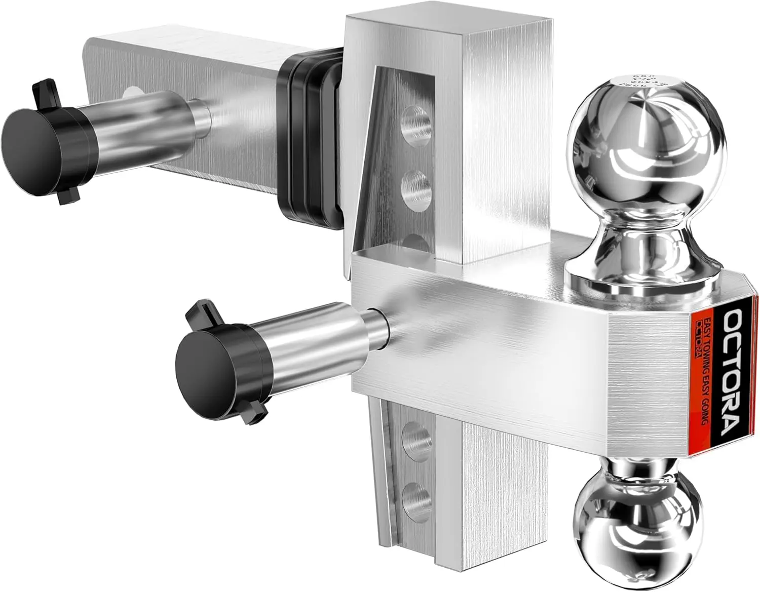 

Adjustable 2-Inch Trailer Hitch, Aluminum with 6-Inch Drop/Rise, 12,500 LBS GTW, Double Anti-Theft Locking Pins (Silver)