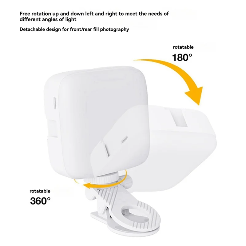 SQPP-M22 ضوء سيلفي LED مغناطيسي للهواتف بمشبك مزدوج اللون ودرجة حرارة محمولة للتصوير الفوتوغرافي في الهواء الطلق باللون الأسود