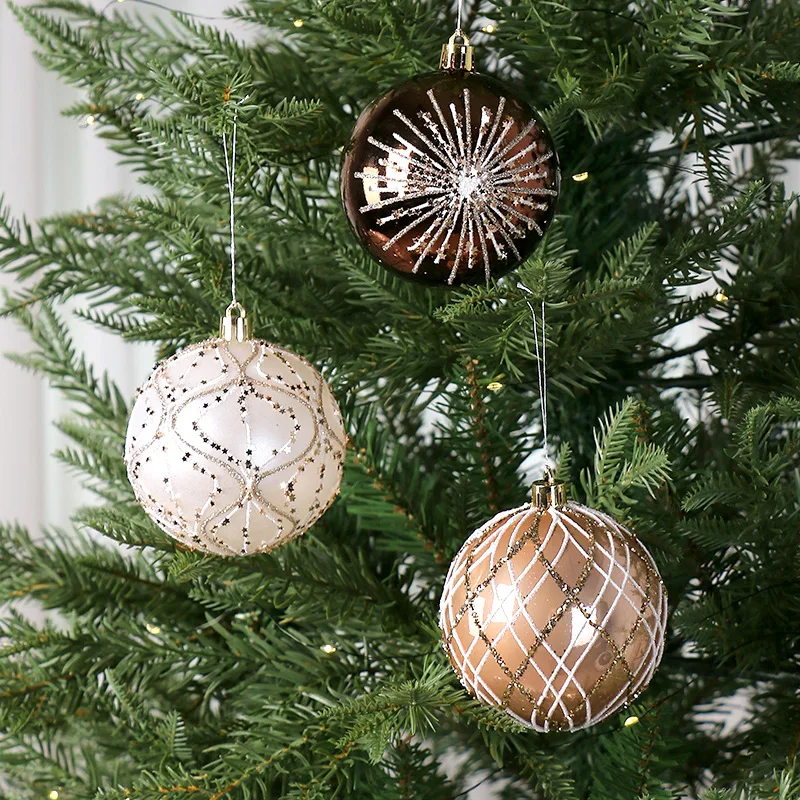 

2026 New Christmas Decorations 6 European Painted Christmas Balls Set Christmas Tree Hangings For Home Bar Party Decoration
