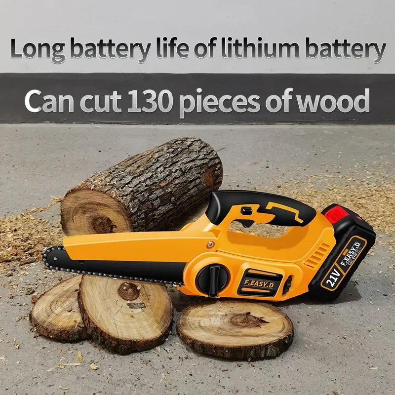 21V 1080W 8Inch Brushless Chain Saw with Upgraded Battery Rechargeable Woodworking Pruning One-handed Saw Garden Tool