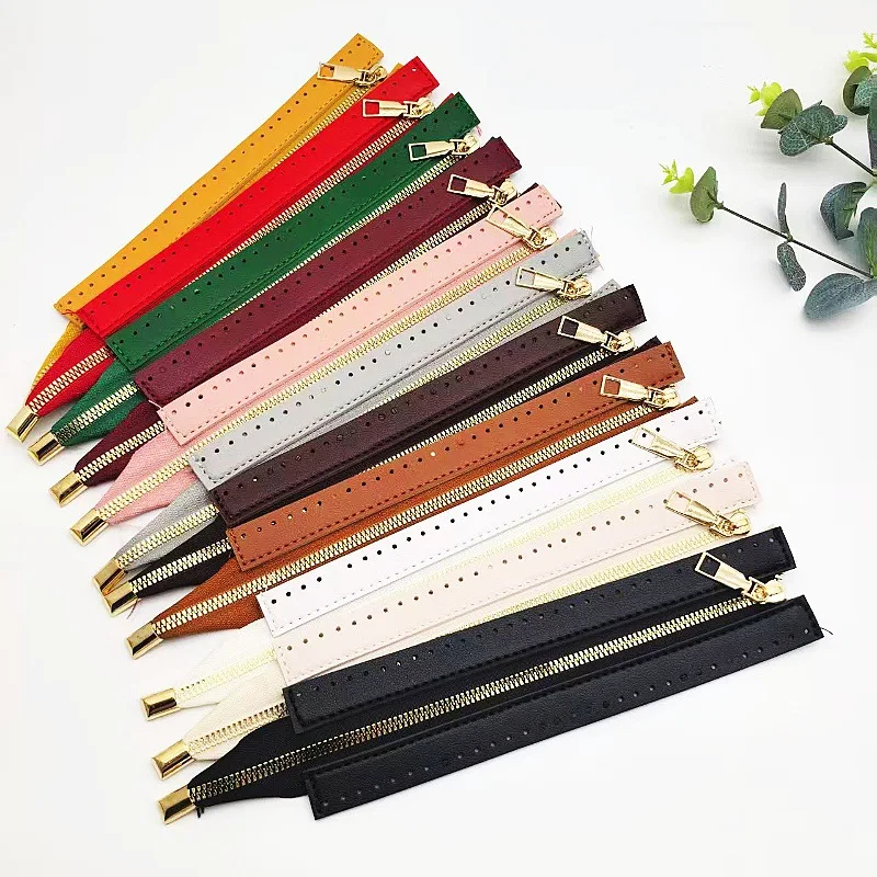 24cm DIY Handmade Bag Zipper Accessories 6-Color DIY Handmade Bag Zipper 24cm Pu Metal Zipper Woven Bag Accessories