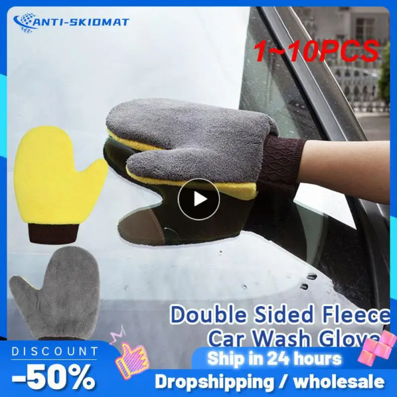 

Soft Car Washing Gloves Double-sided Fleece Microfiber Chenille Drying Cloth Car Body Window Tire Cleaning Glove Thicken