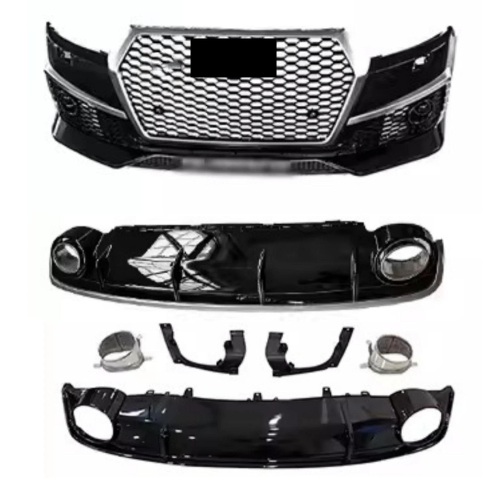 

Front Bumper Assembly Grille Rear Lip for Audi Q7 2016-2019 Upgraded RSQ7 Kit Spoiler Tail Throat Car Accessories