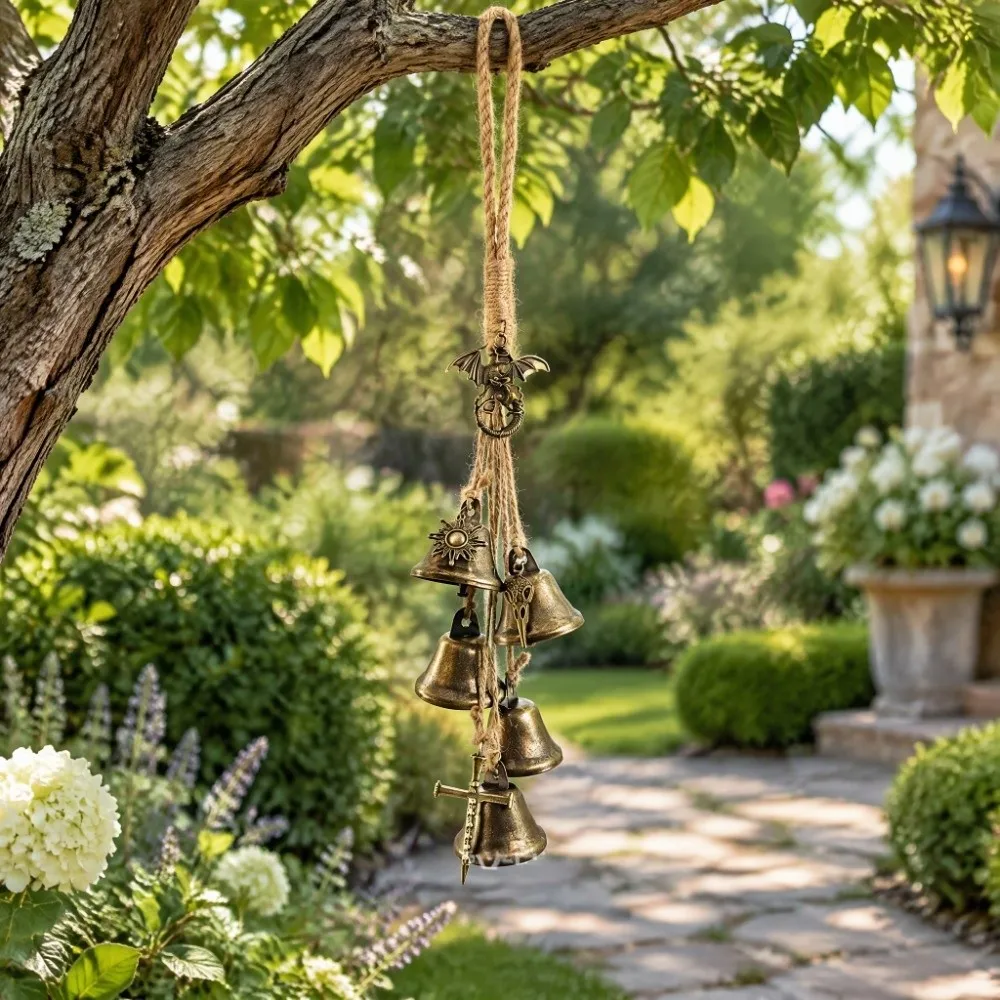 Protection Vintage Witch Bells Bronze Retro Metal Bell Pendant Butterfly Decor Soft Chime Wind Chime Bell Window Hanging