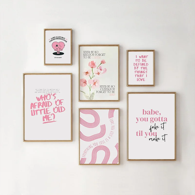 الوردي العصرية الفن كلمات المشارك فتاة في سن المراهقة غرفة النوم مريحة جدار قماش الجدار الشنق الرسام الإقامة الصيد عيون غاضبة جدار الفن