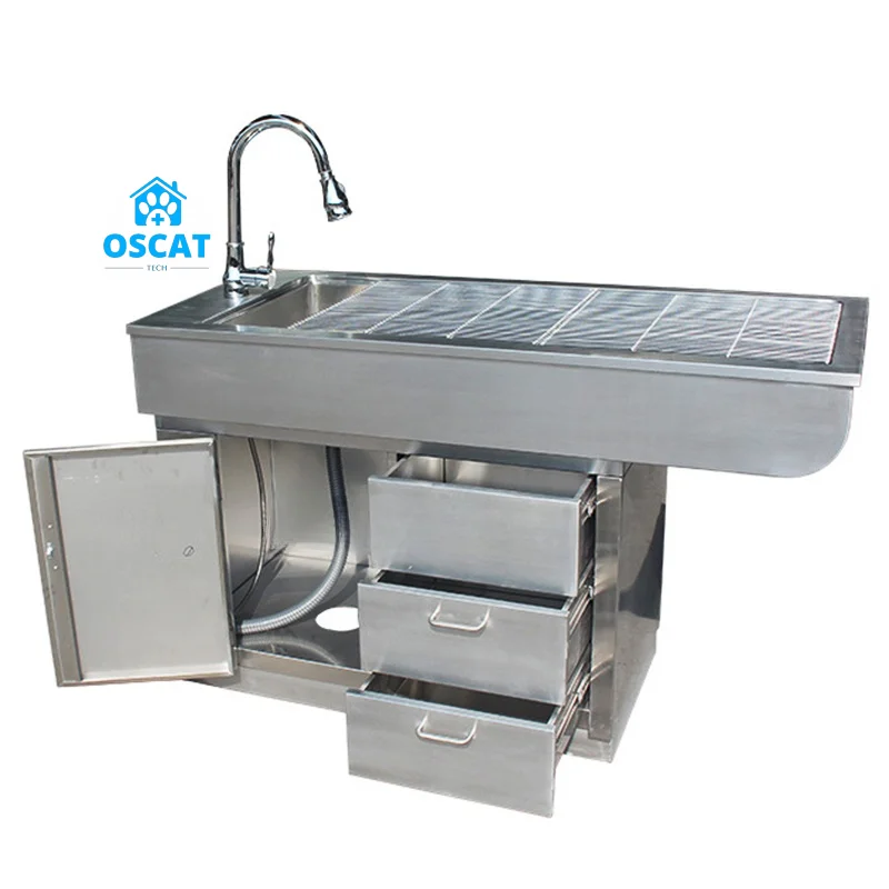 304 Stainless Steel Veterinary Disposal Table ET-9 Multi-functional Full Bead Design Veterinary Equipment
