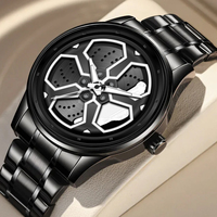 Men Watch Sports Style Mi Car Watch Fashionable Rotating Dial Quartz Movement 3Bar Waterproof Black Man Clock Relogios Masculino