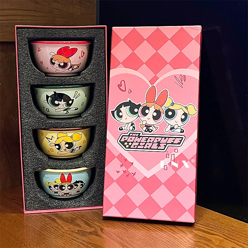 The Powerpuff Girls Blossom Bubbles Buttercup Cute Cartoon Ceramic Bowl Kawaii Periphery Tableware Home Decor Room Decoration