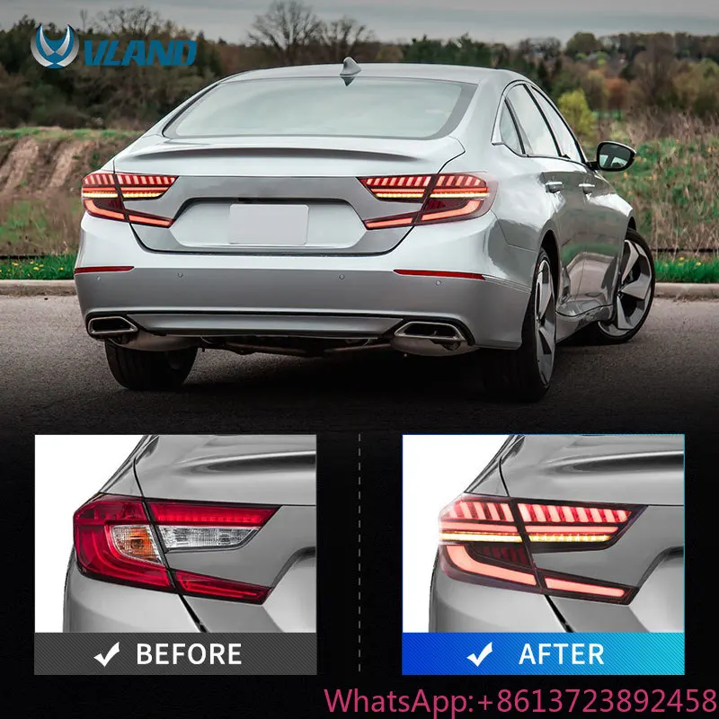 

VLAND Factory Wholesales 10th Taillights With Sequential 2017 2018 2019 LED Tail Rear Lamps Lights for Accord