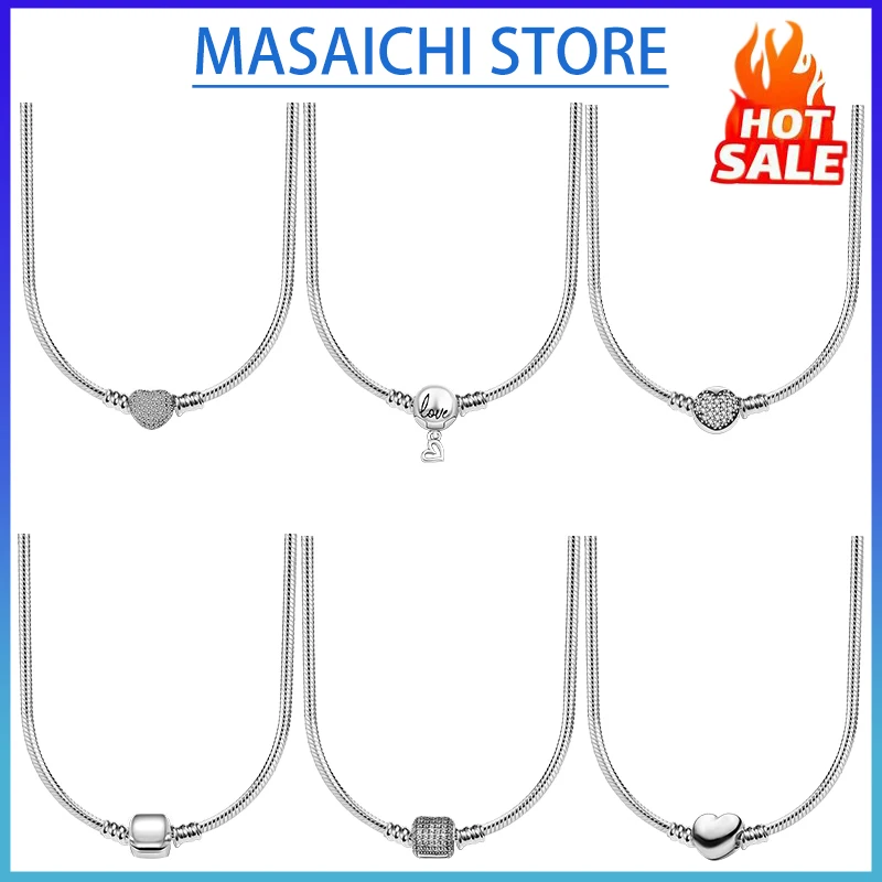 2024New Hot Sale 925 Sterling Silver Classic Heart Shaped Women's Necklace Suitable for Pendant Fashion Pendant Jewelry DIY Gift