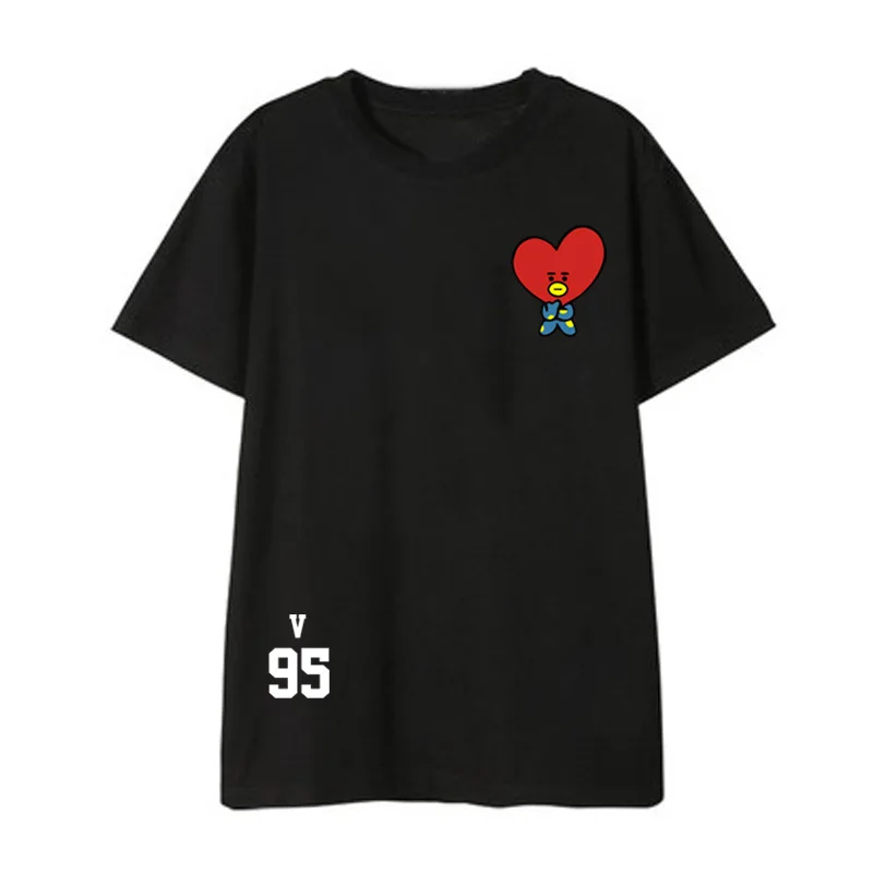 Anime New Bt21 Tata Chimmy Cooky Short-Sleeved T-Shirt Summer New Fashion Loose Casual Top Cartoon Couple Outfit Gift for Friend