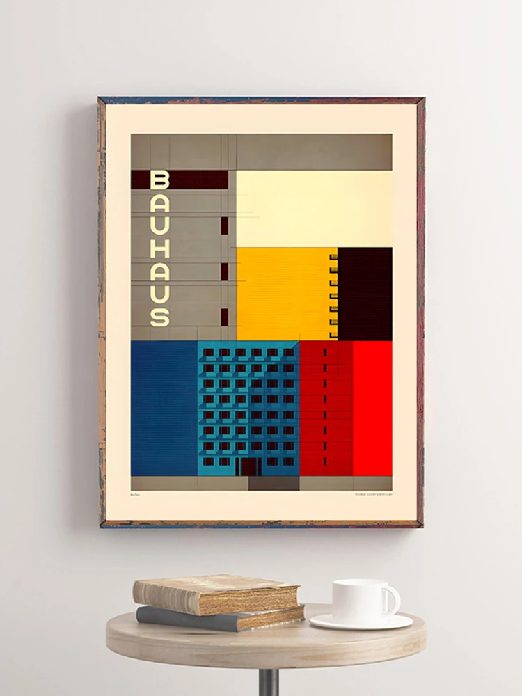Vintage Bauhaus Residential Composition Poster Print Classic Canvas Painting Abstract Wall Art Picture for Home Decoration