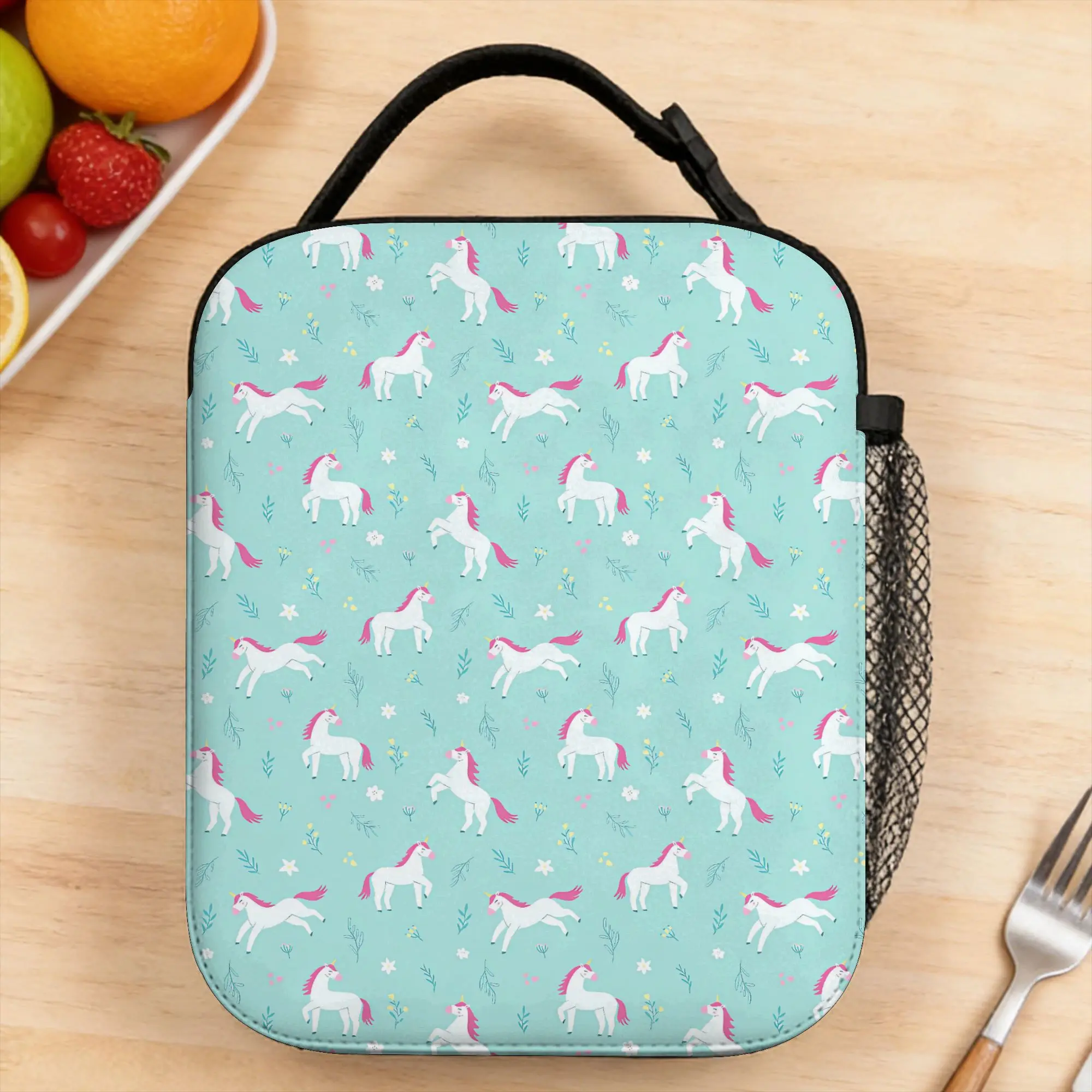 

Horse Print Lunch Bag Funny School Lunch Box Custom Portable Zipper Tote Food Bags