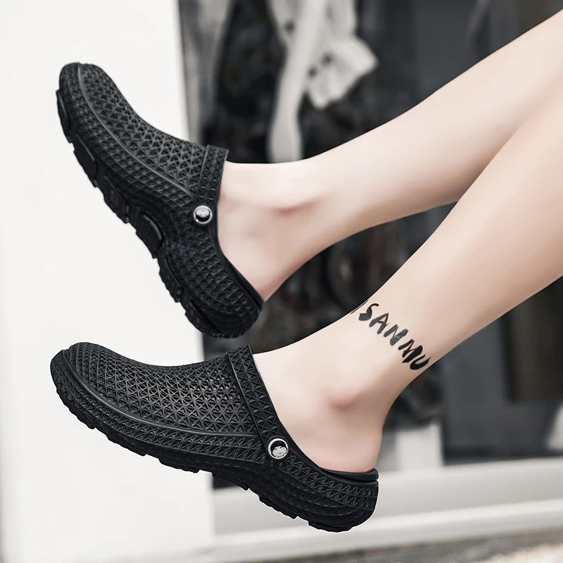 

New Men's 3D Printed Clogs, Thick Sole Closed Toe Sandals, Summer Breathable Non-slip Deodorant Outdoor Beach Shoes