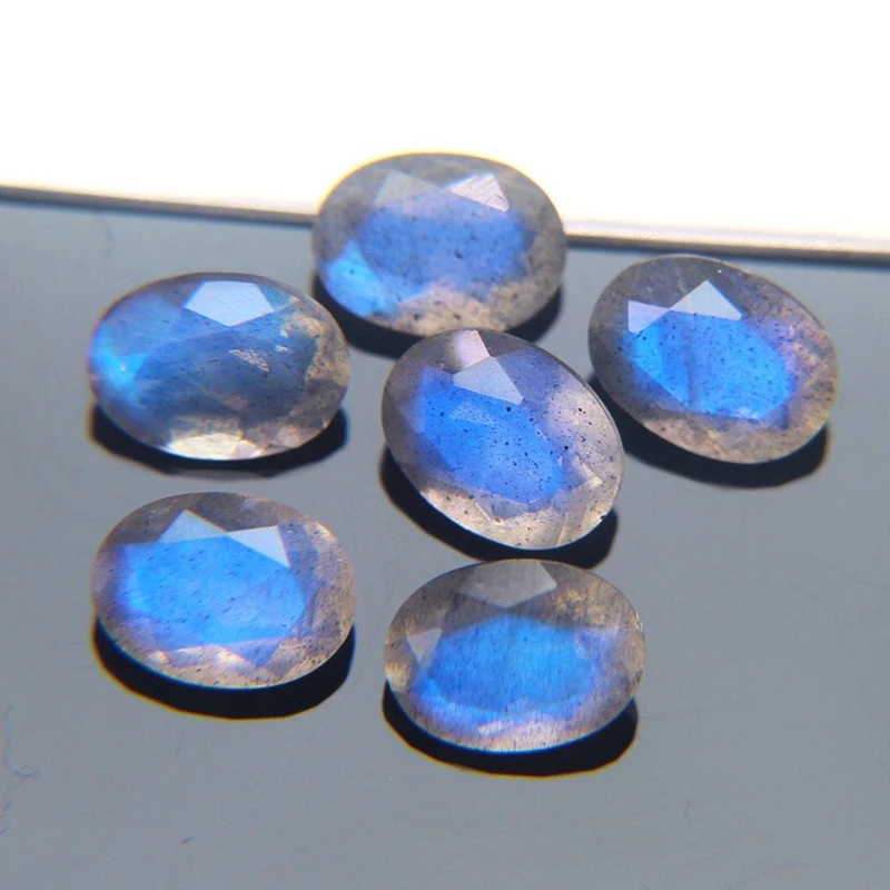 Natural Blue Fire Labradorite Oval Shape Faceted Stones Polished Loose Gemstones Size 6x8mm For Jewelry Making